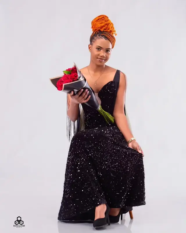 Studio portrait, black gown